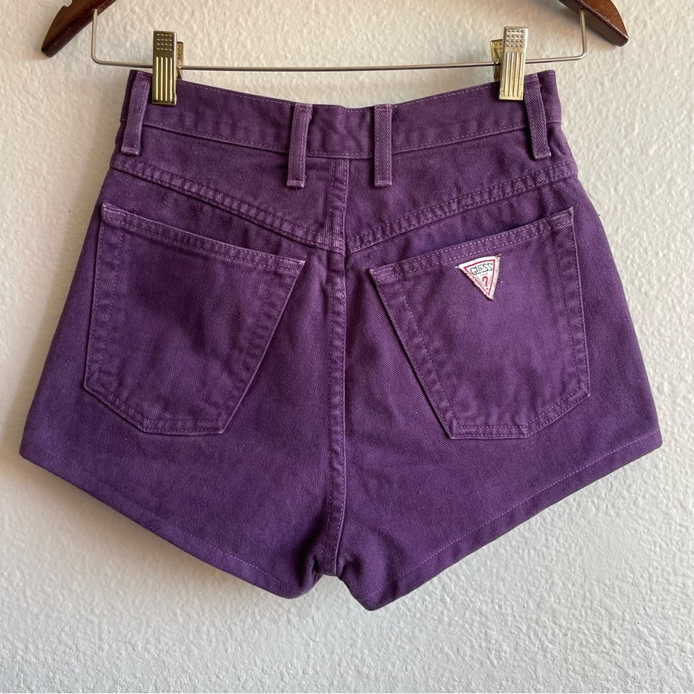 Vintage 1980s Guess Purple High-Rise Denim Shorts
